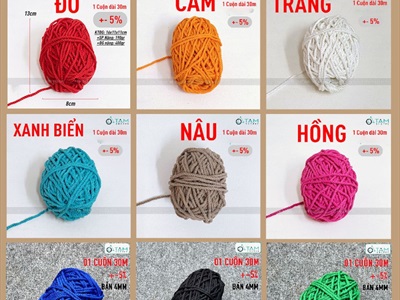Cuộn dây cotton thô làm handmade [Bản 4li - Nhiều màu] DAYTHUCONG-01